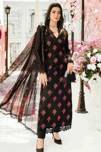MARIA B-3PC LAWN EMBROIDERED SHIRT WITH MONARK PRINT DUPATTA & TROUSER-W.J-1723