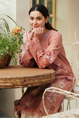ZARASHAHJAHAN- 3PC DHANAK EMBROIDERED SHIRT WITH WOOL PRINTED SHAWL & EMB TROUSER-W.J-5066