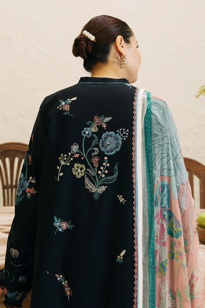ZAHRA SHAHJAHAN- 3PC DHANAK EMBROIDERED SHIRT WITH WOOL PRINT SHAWL-W.J-1154