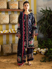 MAHNUR-3PC DHANAK EMBROIDERED SHIRT WITH DHANAK EMBROIDERED SHAWL AND EMB TROUSER-W.J-5231