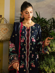 MAHNUR-3PC DHANAK EMBROIDERED SHIRT WITH DHANAK EMBROIDERED SHAWL AND EMB TROUSER-W.J-5231