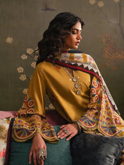 ETHNC-3PC DHANAK EMBROIDERED SHIRT WITH COUTRAI PRINTED SHAWL TYE&DYE DUPATTA SHAWL AND TROUSER-W.J-5230