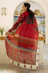 ZAHRA SHAHJAHAN- 3PC DHANAK EMBROIDERED SHIRT WITH COURTRAI PRINT SHAWL AND EMB TROUSER-W.J-4130
