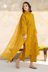 BAROQUE-3PC DHANAK EMBROIDERED SHIRT WITH BAMBER CHIFFON EMBROIDERED DUPATTA_W.J-1644