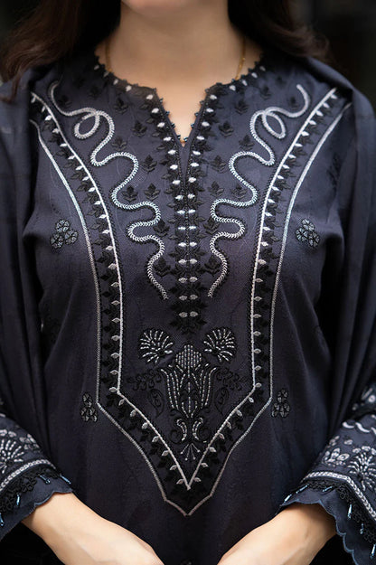 LIBAAS-3PC DHANAK EMBROIDERED SHIRT WITH DHANAK EMBROIDERED SHAWL & TROUSER_W.J-1899
