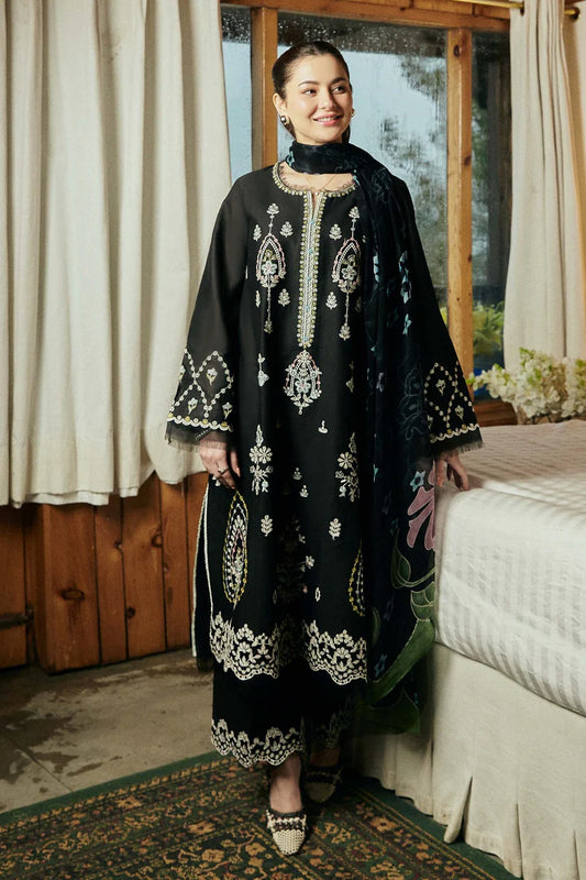 ZAHRA SHAHJAHAN- 3PC LAWN EMBROIDERED SHIRT WITH DIAMOND PRINT DUPATTA-W.J-1416