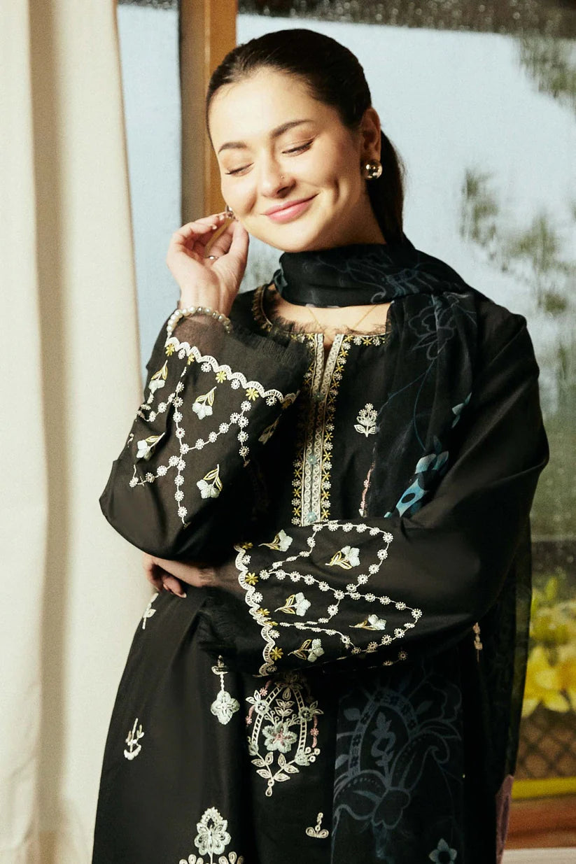 ZAHRA SHAHJAHAN- 3PC LAWN EMBROIDERED SHIRT WITH DIAMOND PRINT DUPATTA-W.J-1416