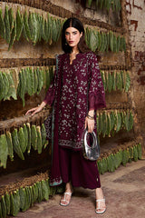 SAPPHIRE-3PC LAWN LASER WORK EMBROIDERED SHIRT WITH KHADDI NET EMBROIDERED DUPATTA AND TROUSER-W.J-4666