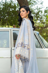ETHNC-3PC LAWN EMBROIDERED SHIRT WITH ORGANZA EMBROIDERED DUPATTA AND TROUSER -W.J-4710