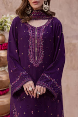 BATIK-3PIECE DHANAK SEQUIN EMBROIDERED SHIRT WITH DHANAK EMBROIDERED SHAWL AND TROUSER-W.J-5074