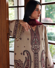 REPUBLIC-3PC DHANAK EMBROIDERED SHIRT WITH DHANAK EMBROIDERED SHAWL AND EMB TROUSER -W.J-5169