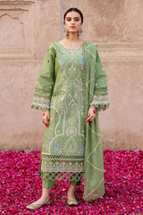 MAHNUR - 3PC LAWN EMBROIDERED SHIRT WITH CHIFFON EMBROIDERED DUPATTA AND TROUSER-W.J-4538