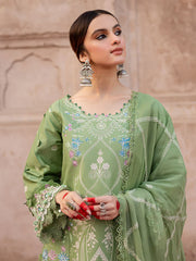MAHNUR - 3PC LAWN EMBROIDERED SHIRT WITH CHIFFON EMBROIDERED DUPATTA AND TROUSER-W.J-4538