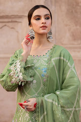 MAHNUR - 3PC LAWN EMBROIDERED SHIRT WITH CHIFFON EMBROIDERED DUPATTA AND TROUSER-W.J-4538