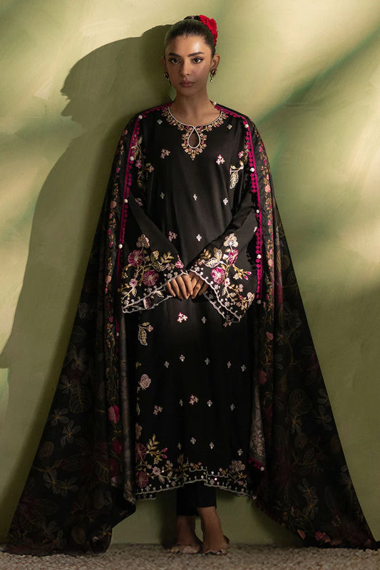 CROSS STITCH-3PC DHANAK EMBROIDERED SHIRT WITH COURTRAI PRINTED SHAWL AND TROUSER-W.J-2027