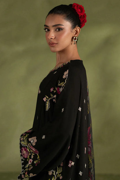 CROSS STITCH-3PC DHANAK EMBROIDERED SHIRT WITH COURTRAI PRINTED SHAWL AND TROUSER-W.J-2027