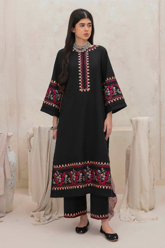 MUSHQ-2PC DHANAK EMBROIDERED SHIRT & EMBROIDERED TROUSER-W.J-1833