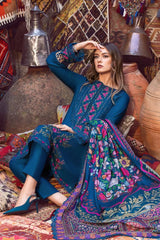 MARIA.B-3PC DHANAK EMBROIDERED SHIRT WITH WOOL PRINTED SHAWL AND TROUSER-W.J-4075