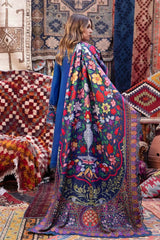 MARIA.B-3PC DHANAK EMBROIDERED SHIRT WITH WOOL PRINTED SHAWL AND TROUSER-W.J-4075