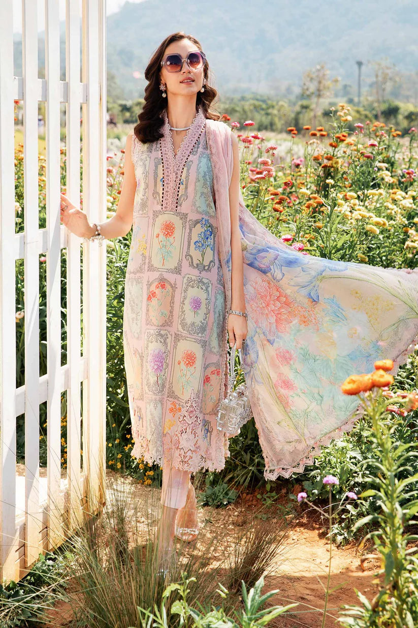 MARIA.B-3PC LAWN EMBROIDERED PRINTED SHIRT WITH CHIFFON PRINT DUPATTA AND PRINT TROUSER-W.J-1711