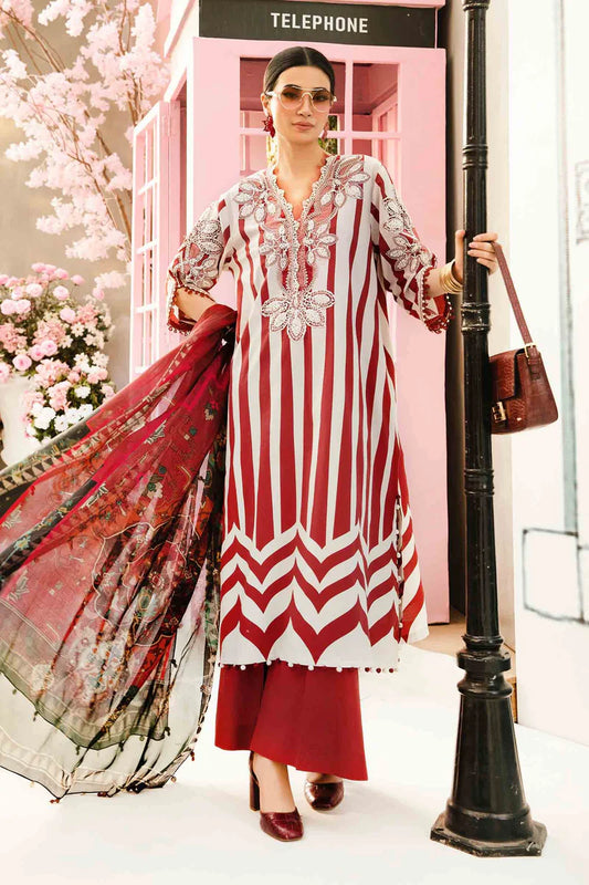 MARIA.B-3PC LAWN EMBROIDERED PRINTED SHIRT WITH CHIFFON PRINT DUPATTA AND PRINT TROUSER-W.J-1701
