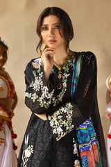 MUSHQ-3PC LAWN EMBROIDERED SHIRT WITH MONARK PRINT DUAPATTA AND TROUSER-W.J-3719