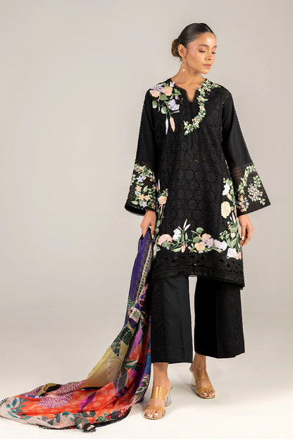 MUSHQ-3PC LAWN EMBROIDERED SHIRT WITH MONARK PRINT DUAPATTA AND TROUSER-W.J-1675