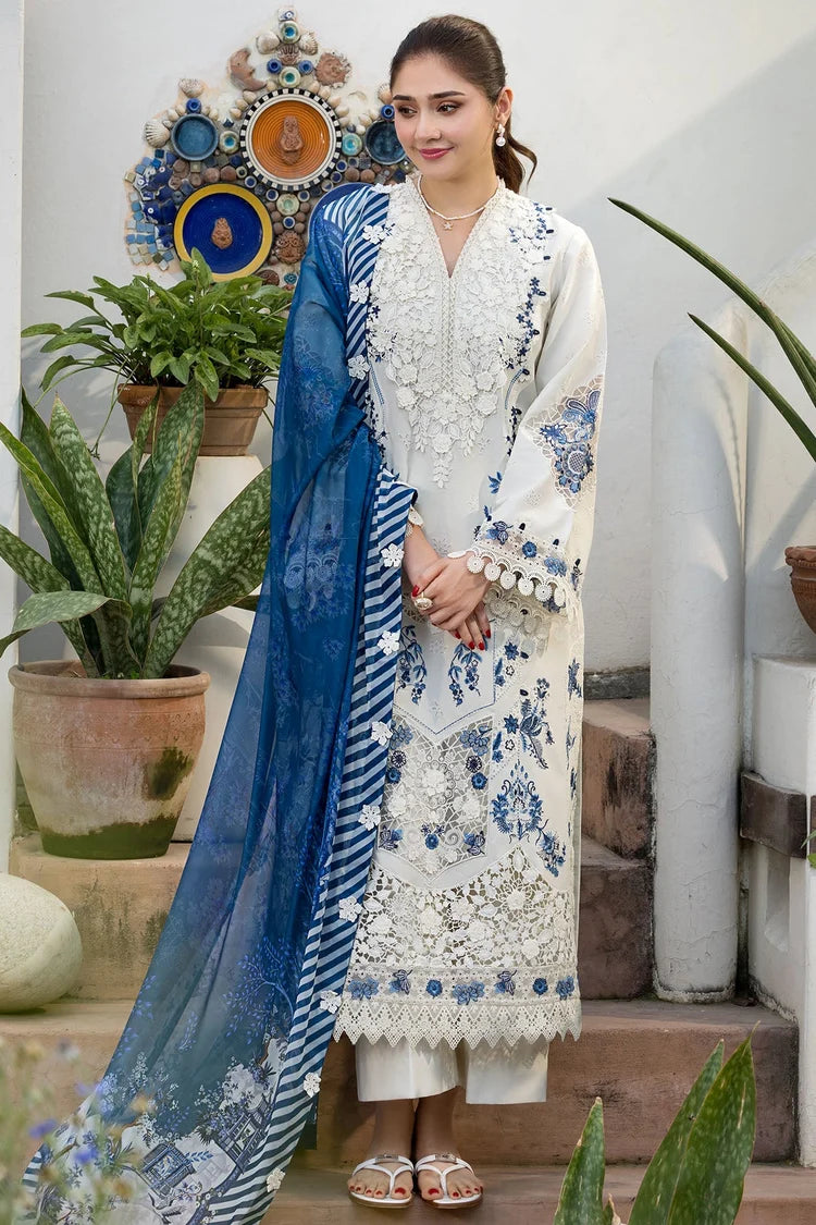 MOTIFZ-3PC DHANAK LASERWORK EMBROIDERED SHIRT WITH WOOL PRINTED SHAWL AND TROUSER-W.J-5198