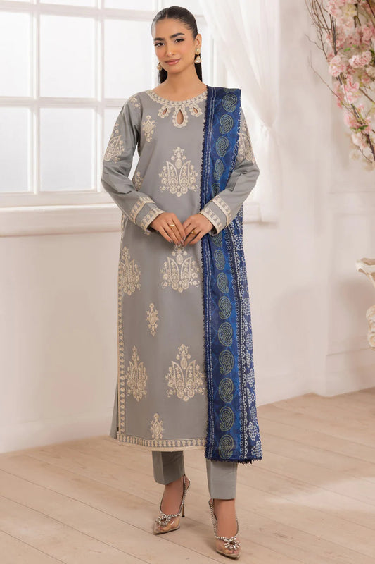 MOHAGNI-3PC LAWN EMBROIDERED SHIRT WITH MONARK PRINTED DUPATTA AND TROUSER-W.J-1715