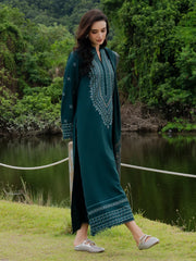 YARDS-3PC DHANAK EMBROIDERED SHIRT WITH COUTRAI PRINTED SHAWL AND TROUSER-W.J-5272