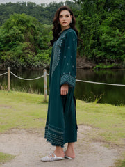 YARDS-3PC DHANAK EMBROIDERED SHIRT WITH COUTRAI PRINTED SHAWL AND TROUSER-W.J-5272