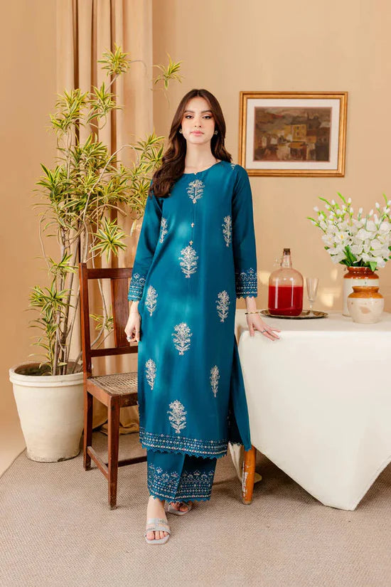 BATIK-2PC DHANAK SEQUIN EMBROIDRED SHIRT AND EMBROIDRED TROUSER-WJ-107