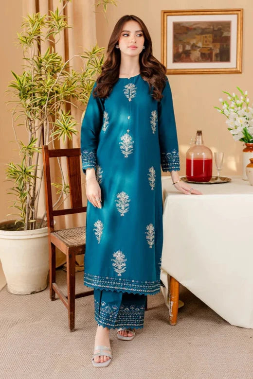 BATIK-2PC DHANAK EMBROIDRED SHIRT WITH AND EMBROIDRED TROUSER-W.J-1004