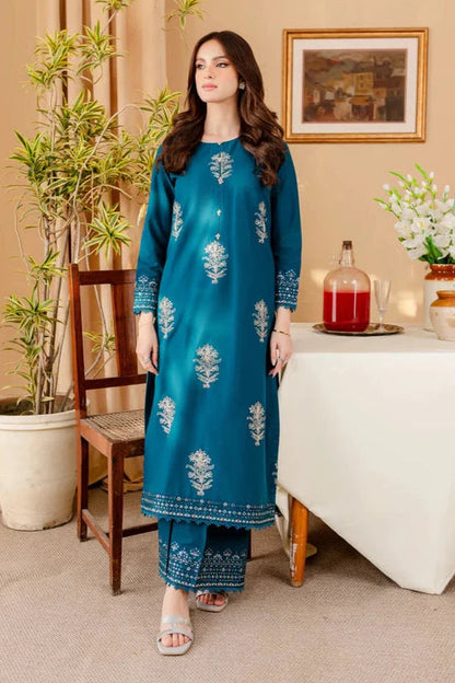 BATIK-2PC DHANAK EMBROIDRED SHIRT WITH AND EMBROIDRED TROUSER-W.J-1004