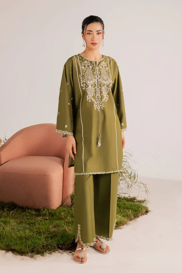 BATIK-2PIECE DHANAK EMBROIDERED SHIRT WITH DHANAK EMB TROUSER-WJ-15001