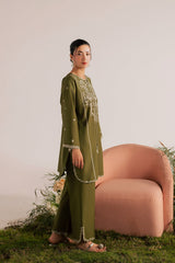 BATIK-2PIECE DHANAK EMBROIDERED SHIRT WITH DHANAK EMB TROUSER-WJ-15001