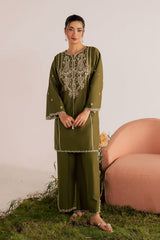 BATIK-2PIECE DHANAK EMBROIDERED SHIRT WITH DHANAK EMB TROUSER-WJ-15001