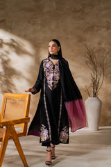 MIRANA-3PC LAWN EMBROIDERED SHIRT WITH CHIFFON TYE&DYED DUPATTA AND TROUSER-W.J-4640