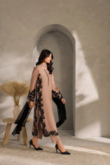 ASIM JOFA-3PC DHANAK EMBROIDERED SHIRT WITH CHIFFON TYE&DYE DUPATTA AND TROUSER-W.J-5006