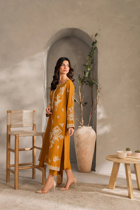 MIRANA-3PC DHANAK EMBROIDERED SHIRT WITH BAMBER CHIFFON DUPATTA AND TROUSER-WJ-1948