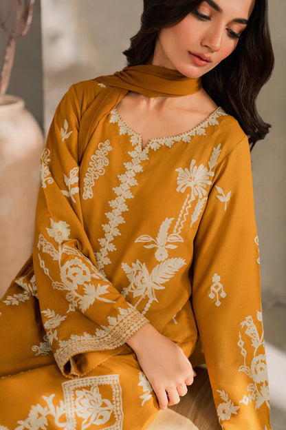 MIRANA-3PC DHANAK EMBROIDERED SHIRT WITH BAMBER CHIFFON DUPATTA AND TROUSER-WJ-1948