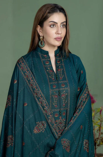 MOHAGNI-3PC KARANDI EMBROIDERED SHIRT WITH KARANDI EMBROIDERED SHAWL AND TROUSER-W.J-2015