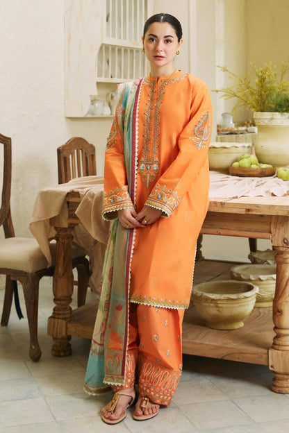 ZARA SHAHJAHAN- 3PC LAWN EMBROIDERED SHIRT WITH MANAAR PRINT DUPATTA-W.J-1546