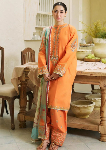 ZARA SHAHJAHAN- 3PC LAWN EMBROIDERED SHIRT WITH MANAAR PRINT DUPATTA-W.J-1546