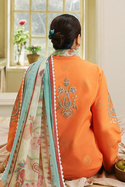 ZARA SHAHJAHAN- 3PC LAWN EMBROIDERED SHIRT WITH MANAAR PRINT DUPATTA-W.J-1546