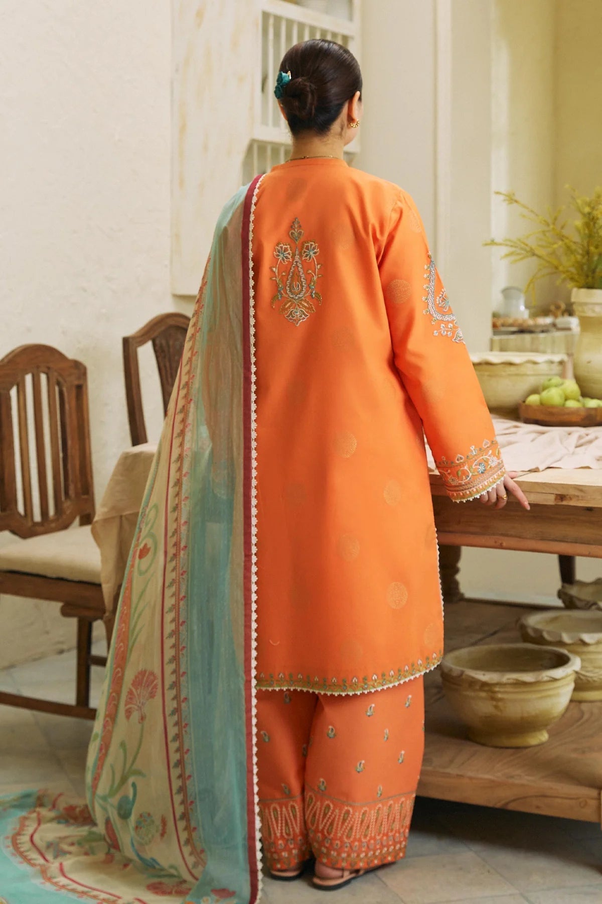 ZARA SHAHJAHAN- 3PC LAWN EMBROIDERED SHIRT WITH MANAAR PRINT DUPATTA-W.J-1546