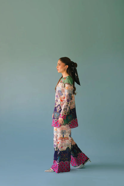 BRANDSINN-2PC SHAMOZE SILK PRINTED SHIRT & SHAMOZE SILK PRINTED TROUSER-W.J-1984