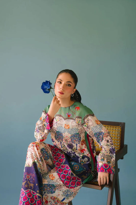 BRANDSINN-2PC SHAMOZE SILK PRINTED SHIRT & SHAMOZE SILK PRINTED TROUSER-W.J-1984