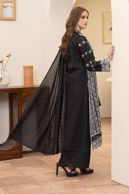 MIRAKHI-3PC LAWN CHIKENKARI EMBROIDERED SHIRT WITH LAWN TUBE SLUB DUPATTA-W.J-1732