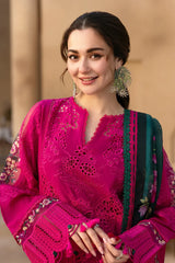 JADE-3PC DHANAK CHIKANKAARI EMBROIDERED SHIRT WITH WOOL PRINTED SHAWL AND TROUSER -W.J-5134